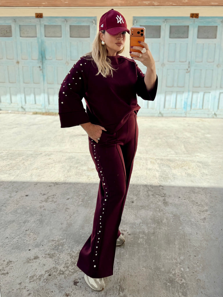 Bordeaux Diamond And Pearl Tracksuit
