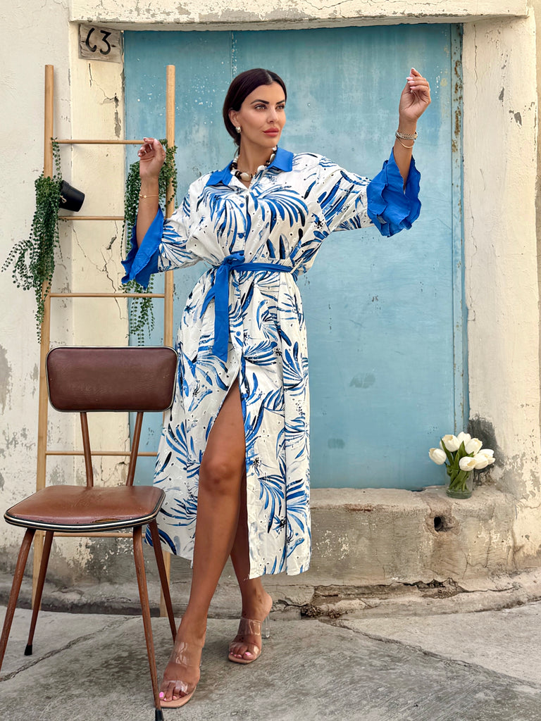 Sapphire Palm Broderie Shirt Dress - Love my Body