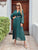 Forest Green Chiffon Pleated Dress