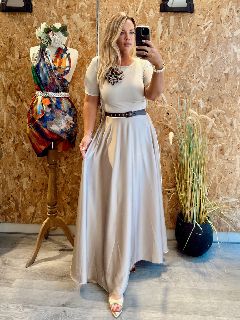 Ivory Belle Rosette Maxi Dress