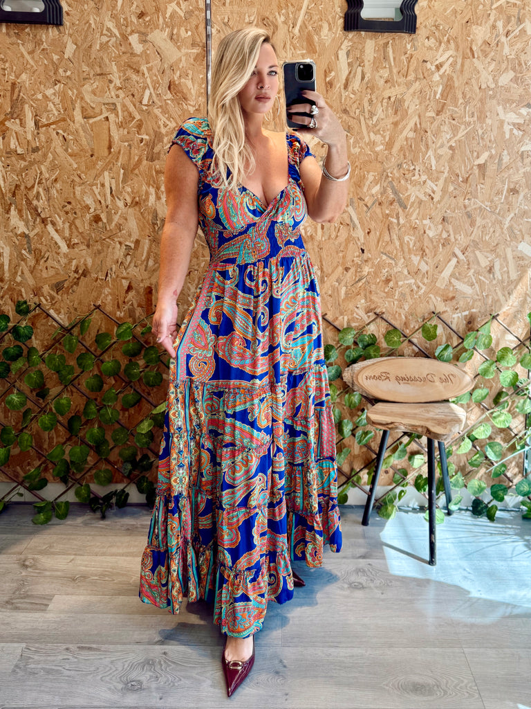 Blue and Fucshia Boho Dress