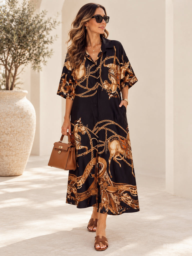 The Noir Cavalleria Luxe Maxi Shirt Dress - Luxe Collection