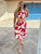 Red Viscose Wrap Midi Dress