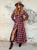 Autumn Flannel Maxi Shirt Dress - Bordeaux