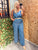 Cotton Denim Ruffle Jumpsuit
