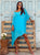 The Aurelia Mini Silk Kaftan Dress - Acqua Blu