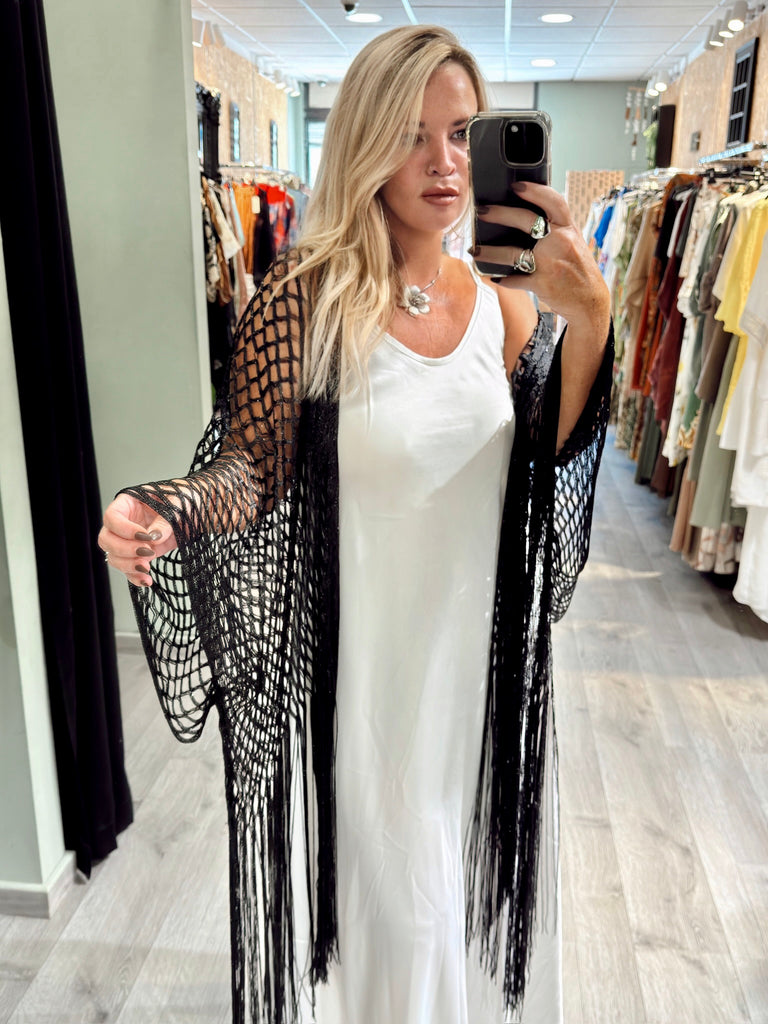 Black Crochet Summer Kimono