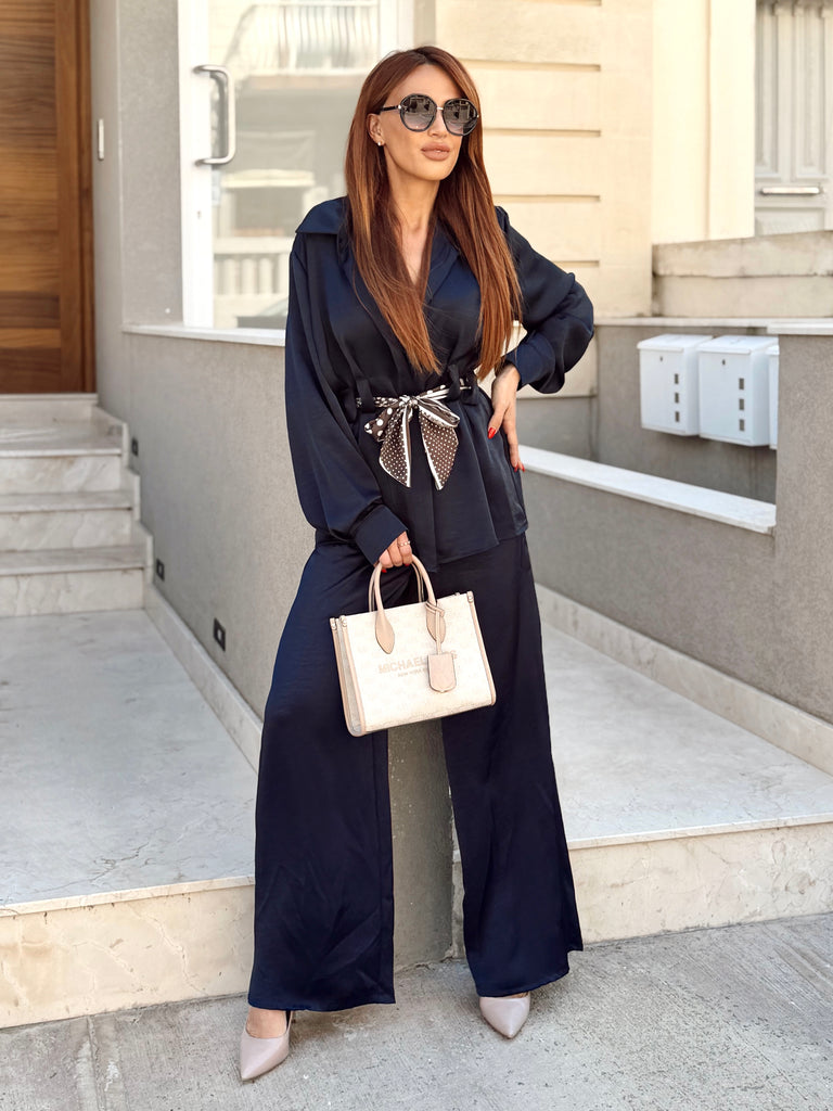 Navy Sorella Silk Scarf-Tie Co ord