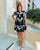 Black Embossed Floral Dress