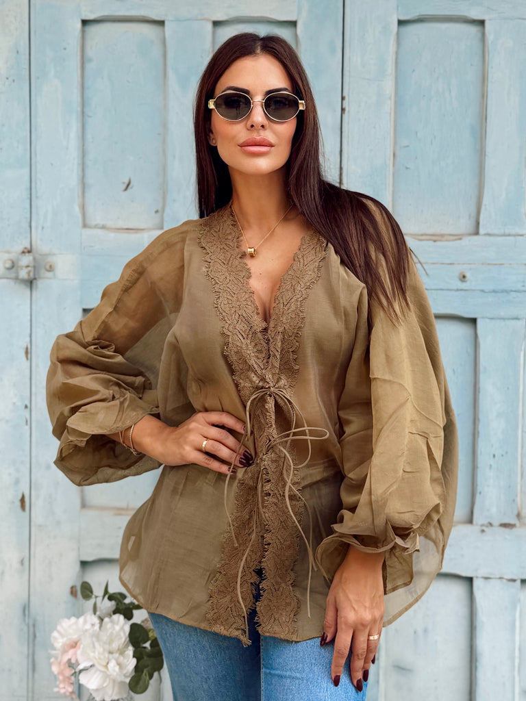 Marivelle Lace Blouse - Camel