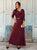 Éloane Belted Silky Satin Maxi Dress - Burgundy