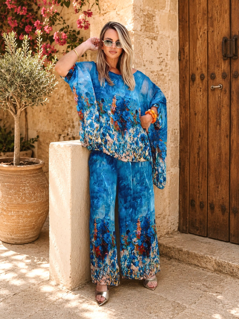 Monet Pure Silk Luxe Co-Ord - Cobalt