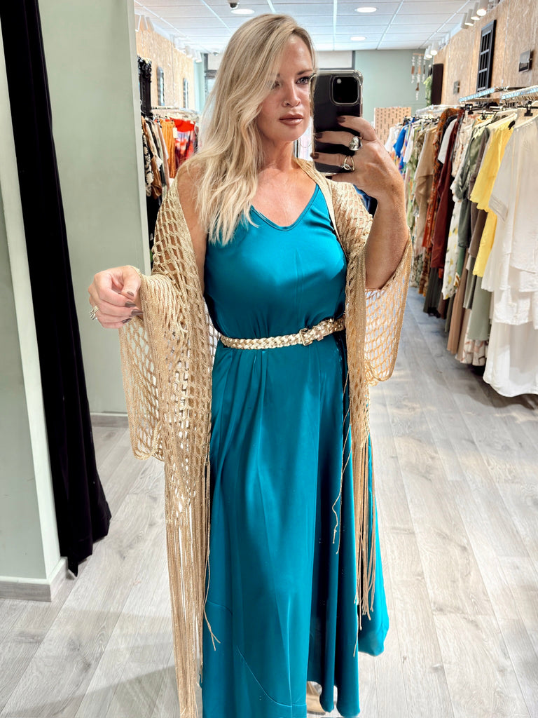 Gold Shimmer Crochet Summer Kimono
