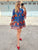 Blue and Coral Paisley Boho Dress