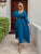Petrol Chiffon Pleated Dress