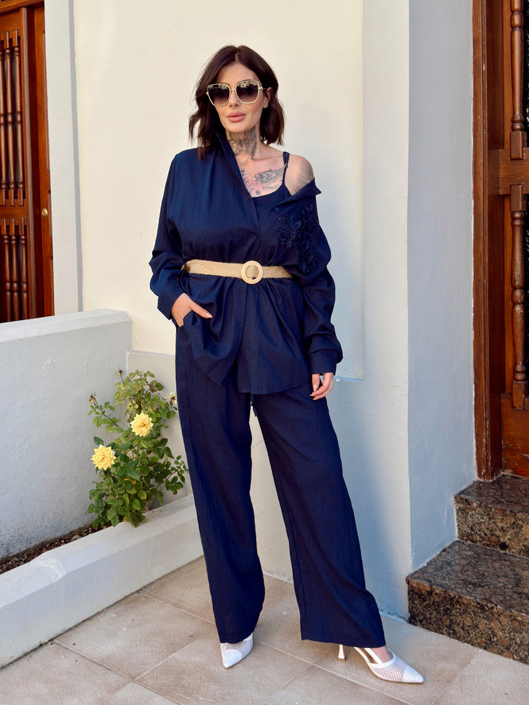 Navy Fleur Co-ord Set