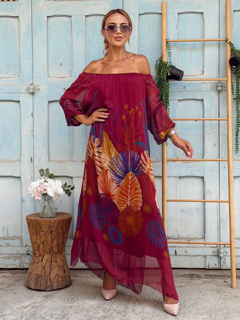 Rouge Botanique Silk Maxi Dress