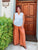 White Pure Linen V Neck Top