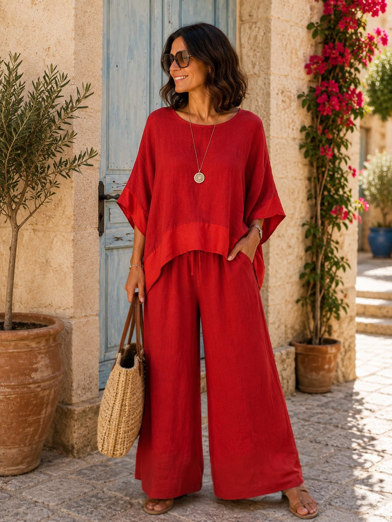 Rosso Riviera Linen & Silk Trim Co-ord