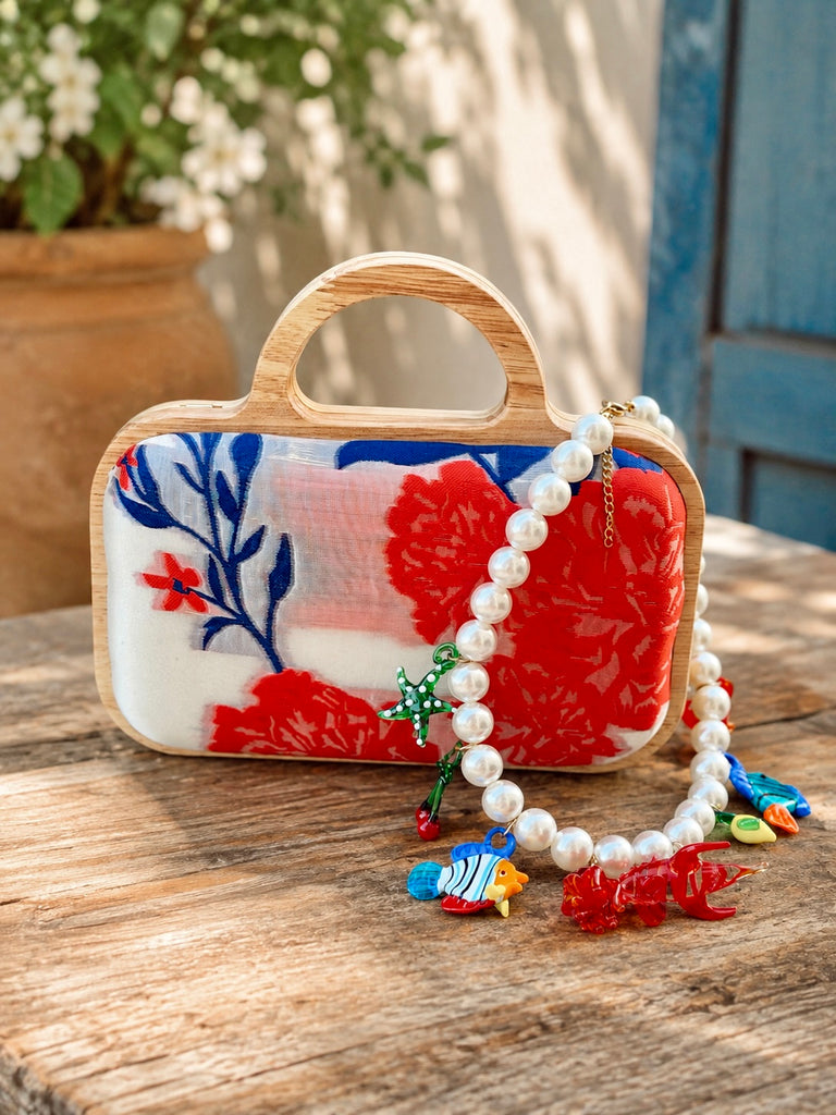 Riviera Bloom Wooden Clutch