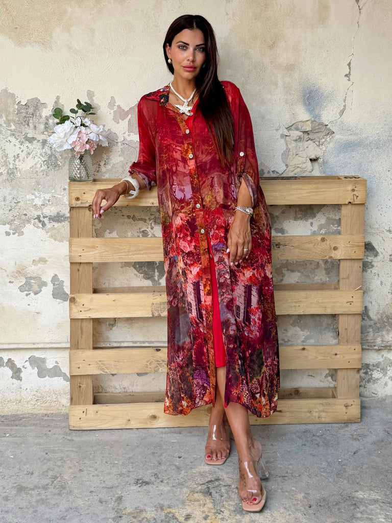Rouge Château Pure Silk Shirt Dress