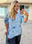 Blue Floral Cotton Linen Top