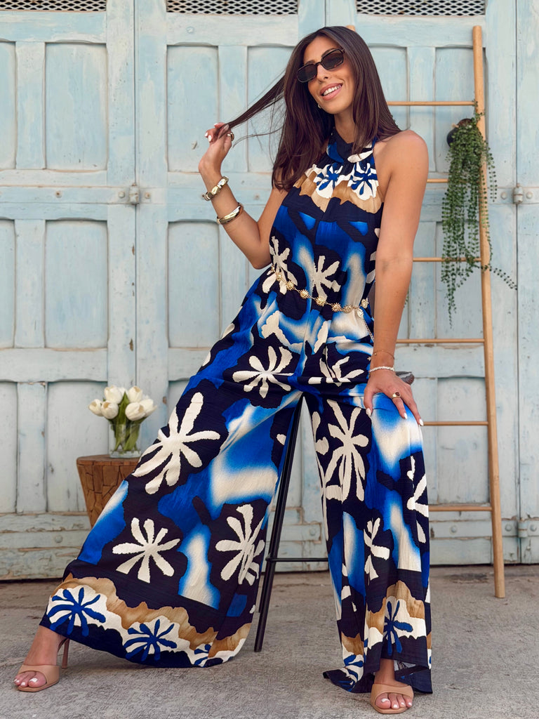 The Capri Bleu Halter Jumpsuit
