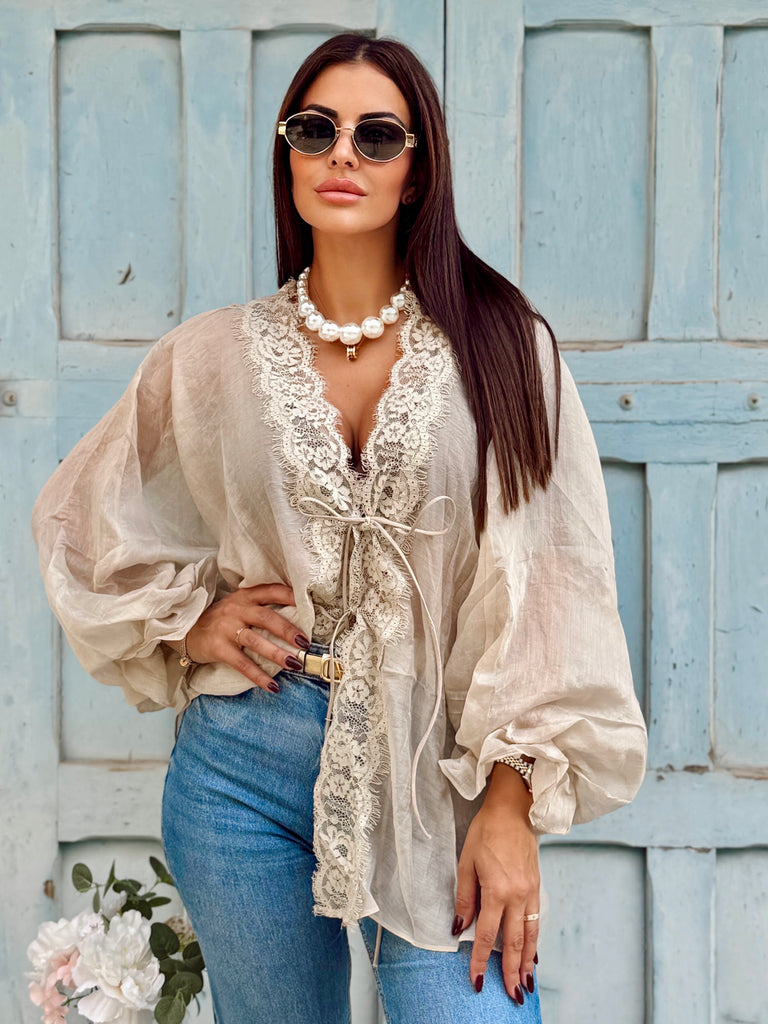 Marivelle Lace Blouse - Dirty Beige