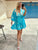 Turquoise and Gold Mini Boho Dress