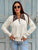 Cléa Jewel Leather Collar Knit Cardigan - Panna