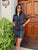 Claudia Tweed and Denim Zip Dress - Navy