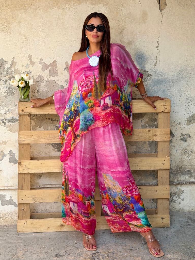 Fuchsia Bellagio Pure Silk Co-Ord