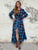 Autumn Flannel Maxi Shirt Dress - Blue