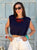 Navy Riviera Seni-crop Top