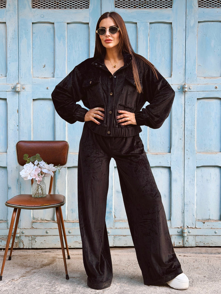 Vaucluse Velour Co-ord Black - Plus size