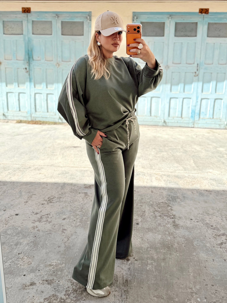 Khaki Luxe Stripe Tracksuit