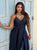 Bleu Minuit Jacquard Silk Satin Dress