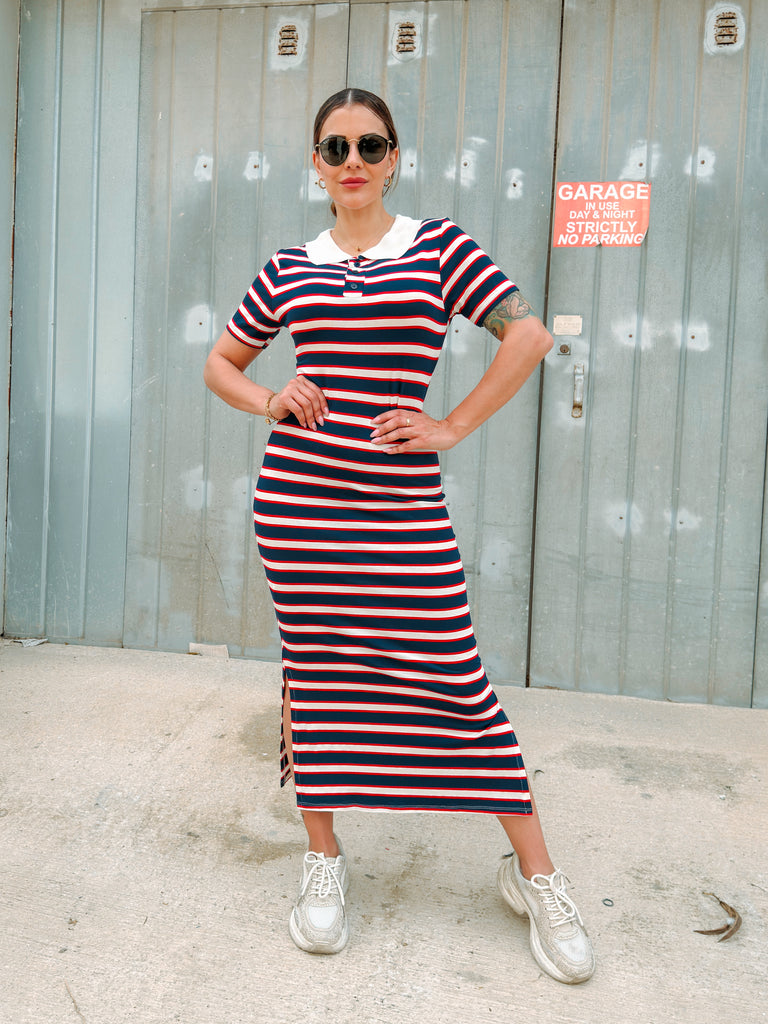 Red, Navy and White Polo Dress