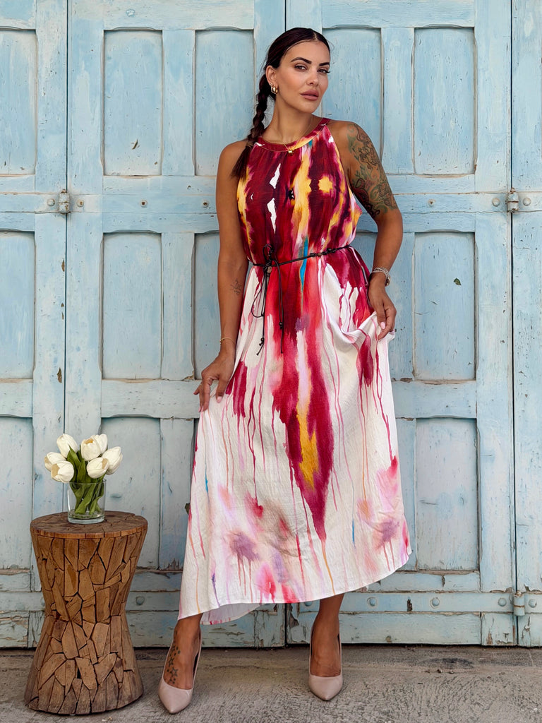 The Red Seraphina Watercolour Maxi Dress - Love my Body