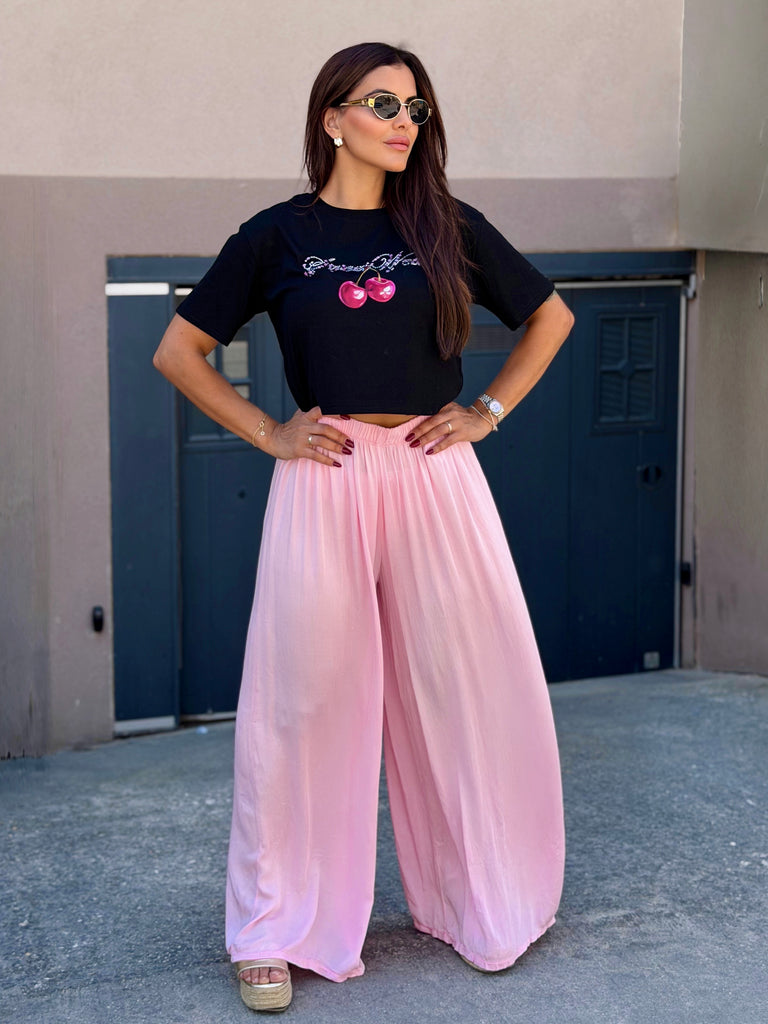 Pink Airflow Viscose Trousers