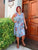 Blue Floral Pure Linen Shift Dress