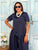 Vittoria Satin & Lace Wide-Leg Co-Ord Set - Navy