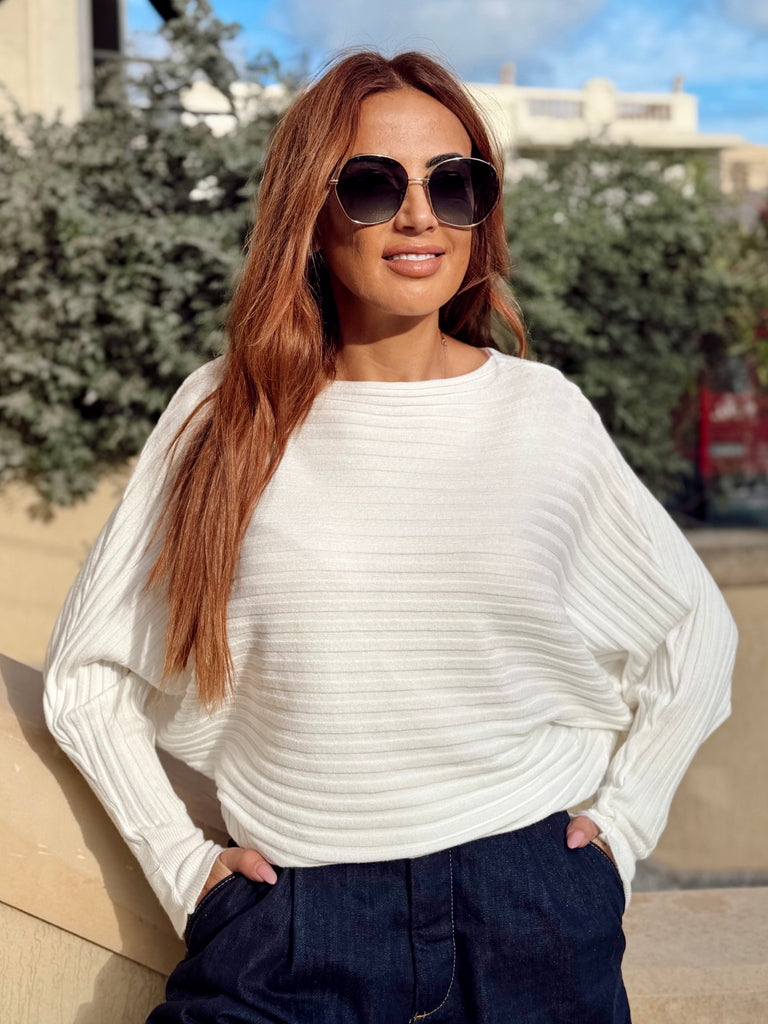 White Batwing Sweater