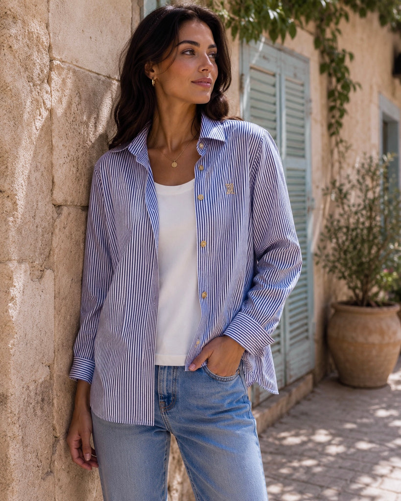 The Riviera Pin Stripe Layered Shirt - Bougie Collection