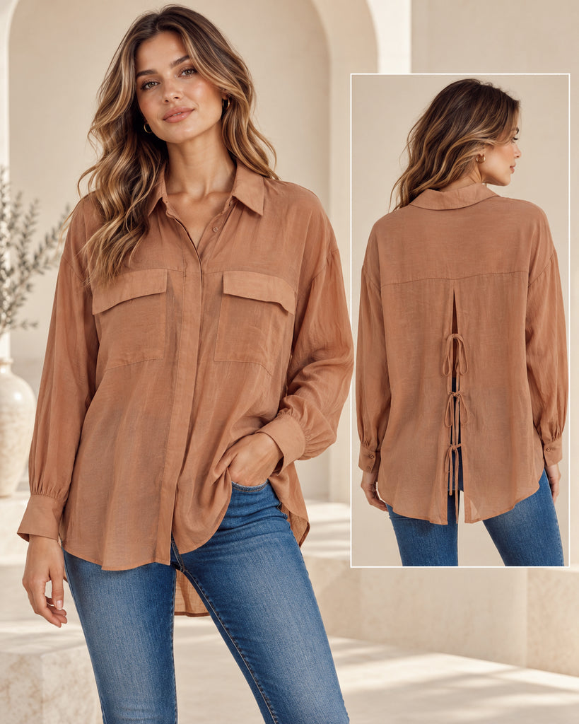 Delphine Tie-Back Shirt - Bougie Collection