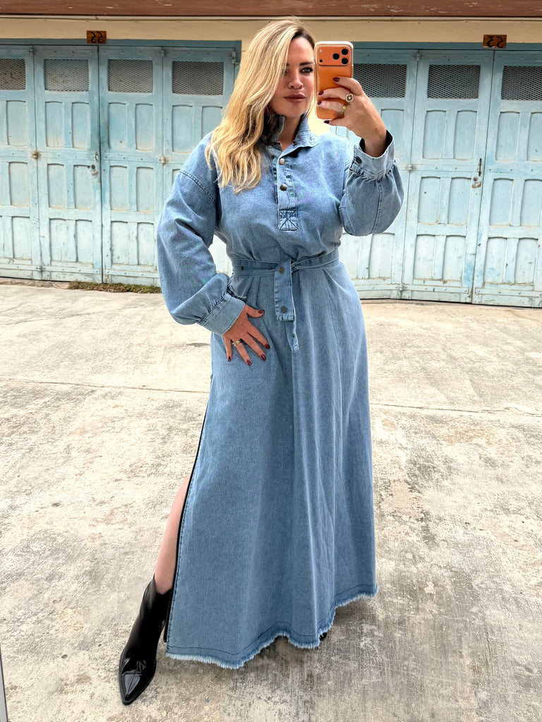 Denim Elegance Maxi Dress