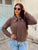 Cléa Jewel Leather Collar Knit Cardigan - Cafe Latte