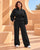 Valenne Drawstring Oversized Wide-Leg Tracksuit - Black