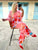 Pink and Coral Floral Silk Kaftan Co-ord Set