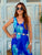 Azure Bloom Pure Silk Maxi Dress